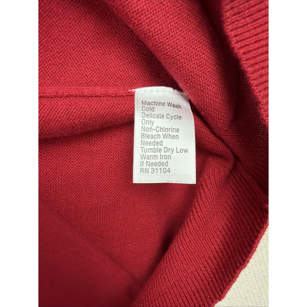 Saddlebred Men's V Neck Argyle‎ Sweater Vest Red Gray XL 100% Cotton Preppy Golf - Picture 10 of 10